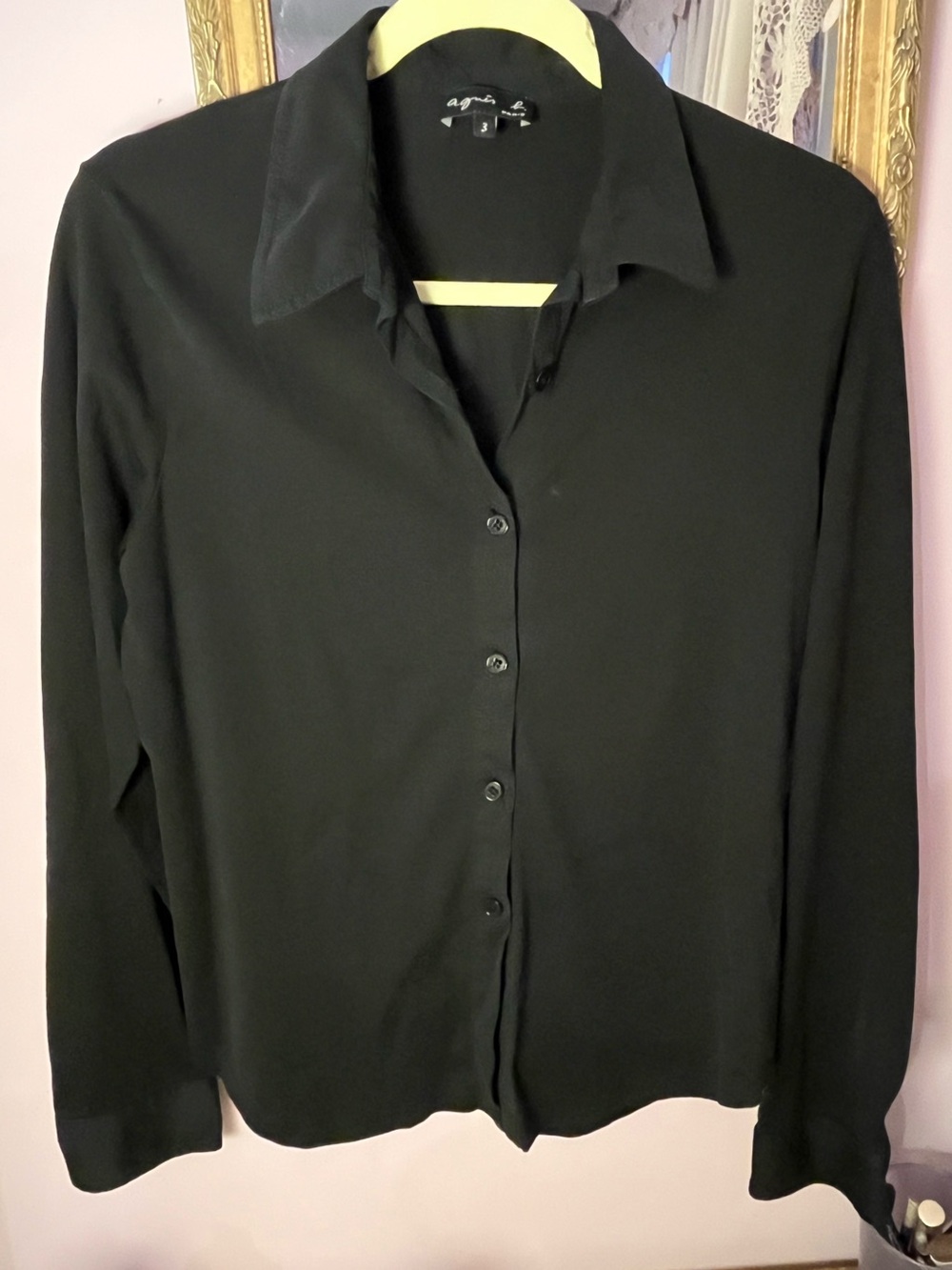 Agnes B. 100% Cotton Black Button Down